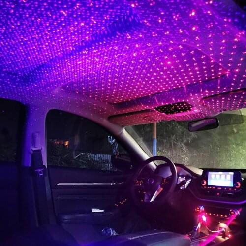 Starry Light Car Interior USB Mini LED Star Laser Atmosphere Ambient Projector Lights Auto Decoration Roof Sky Night Galaxy Lamp