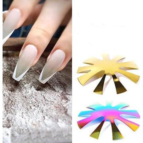 1PC 9 Sizes Easy French Smile Cut V Line Almond Shape Tips Manicure Edge Trimmer Nail Cutter Acrylic Pink White French Nails