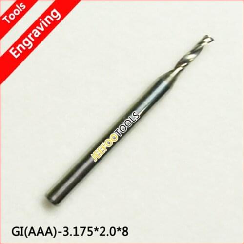3.175*2.0*8mm Single Flute Cutters, Solid Carbide Cutting Tools, Engraving Carving MDF, PVC Board, Acrylic
