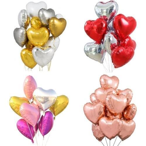 50pcs 18inch New Year Decor Rose Gold Heart Foil Balloons Marriage Helium Balloon Wedding Birthday Party Decorations Gifts