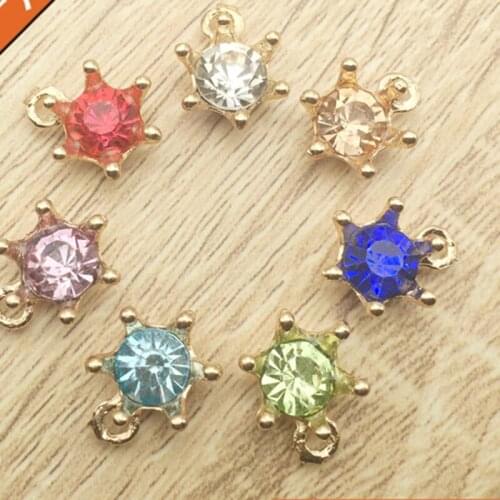 50pcs/lot 1.1x1.5cm Craft Rhinestone Buttons Flower Round Cluster Flatback Wedding Embellishment Jewelry Craft