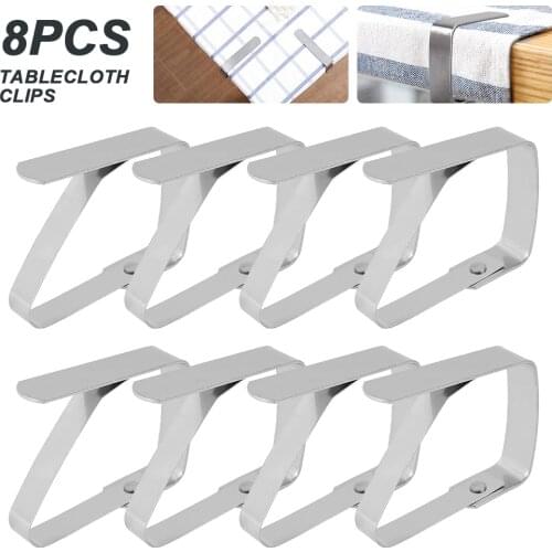 8 Pcs Stainless Steel Table Cloth Clip Holder Cloth Clamps Wedding Promenade Table Cover Holder Round Tablecloth Stable Clips