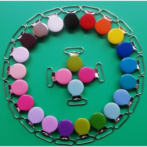 80pcs Mix 21 Colors 25MM Enamel Round Metal Suspender Clips Pacifier Mitten Fabric Dummy Clips,With Plastic Teeth,Free Shipping