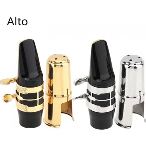Alto bE Saxophone Mouthpiece Carved Flower Gold Plated Ligature Brass Cap Bakelite Sax Mouth Gold Silver Optional