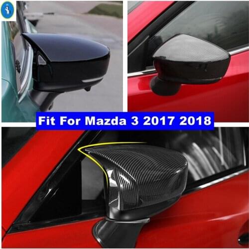 Car Accessories Wing Case Rearview Mirror Shell Protection Cap Cover Trim Fit For Mazda 3 2017 2018 Black / Carbon Fiber Look