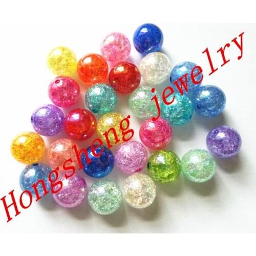 Choose size)12mm/16mm/20mm Acrylic clear AB Crack Beads, Colorful Chunky Beads for Handmade Jewelry Necklace DIY Making
