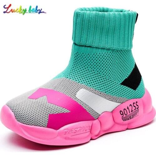 2021 Kids Sneakers For Girls Children Casual Shoes Girl Slip-on Breathable Kids Socks Shoes Casual Sport Shoes Girls Autumn