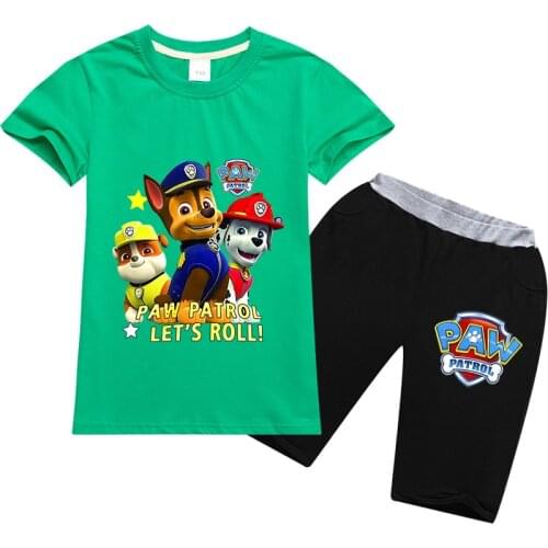 PAW PATROL Boys Summer Clothing Set Baby Girl Clothes Kid Cotton T-shirt+pants 2 Pieces Suit For Children Toddler Cartoon Suits