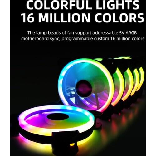 PC Computer Water Cooling Accessories 12cm RGB PC Case Cooling Fan Small 6 Pin Quiet Cooler Heatsink Radiator