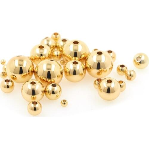 Copper Gold Smooth Round Ball Spacer Seed Beads For Necklace Bracelet Jewelry Making