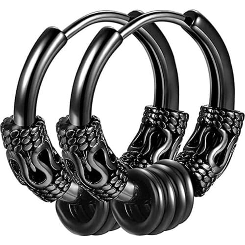 Mens Womens Vintage Huggie Hoop Earrings Surgical Titanium Steel Hip Hop Punk Aesthetic Earrings Silver Black Hypoallergeni