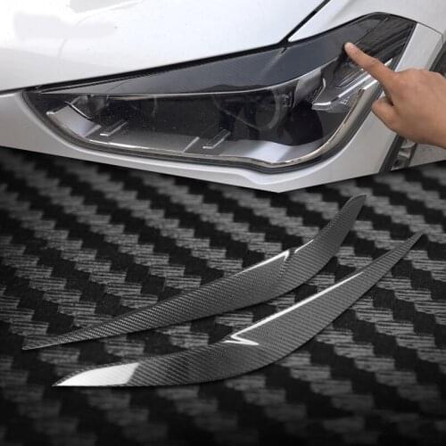 Carbon Fiber Headlight Cover Eyebrows Eyelid Trim Sticker For BMW X1 2016