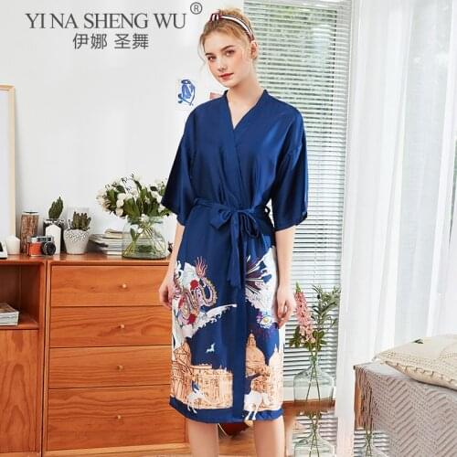 News Fashion Womens Summer Mini Kimono Robe Lady Rayon Bath Gown Yukata Nightgown Sleepwear Sleepshirts Pijama Mujer Size M-XL