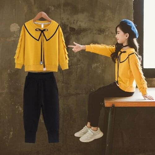 2020 Girls Clothing Sets Kids Long Sleeve Shirts + Pants Suits Autumn Winter Children Baby Girl Clothes 5 6 7 8 9 10 12 13 Years