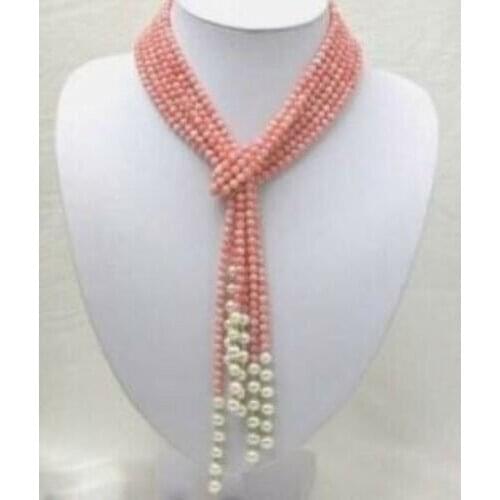 50 inch 3mm Pink Coral Freshwater Pearl Necklace
