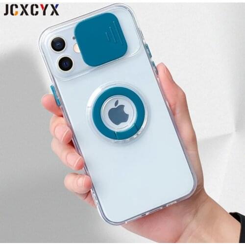 Transparent Armor Ring Holder Stand Bracket Protection Case For iPhone 12 Pro Max MiNi 11 X XS XR 7 8 plus SE 2020 Soft Cover