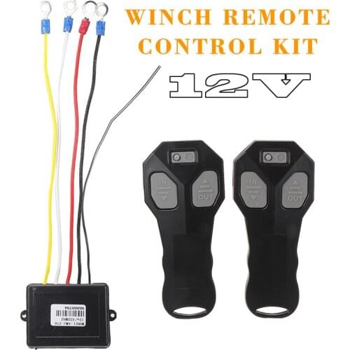 1set Car Auto 443MHz Wireless Winch Remote Control Kit 12V 2 Remotes Indicator Light Detector For Truck ATV SUV Off Road Parts