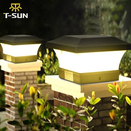 T-SUN Solar Light Fence Light IP65 Path Deck Square Decor Night Lamp Outdoor Solar Lamp For Garden Decoration Gate Fence Wall