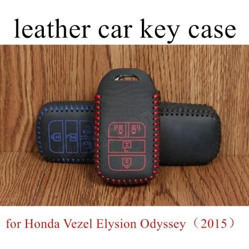 Only Rednew creative Genuine quality leather car key case cover Hand sewing DIY fit for Honda Vezel Elysion Odyssey(2015)