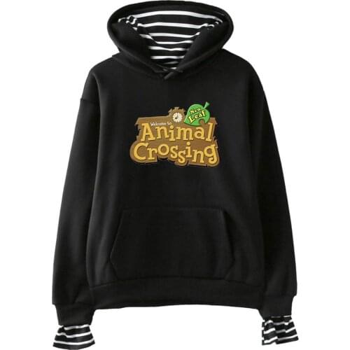 Animal Crossing Fake Two Pieces Hoodies Men Women Harajuku Sweatshirts Fashion Hip Hop Pullover Sportwear for Male Streetwear