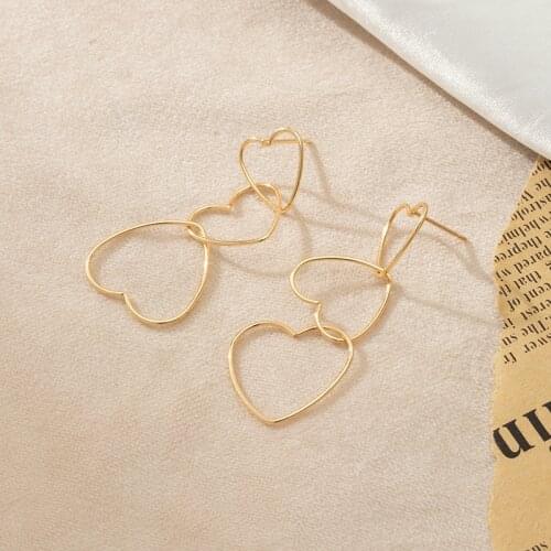 New Korean Fashion Statement White Drop Hoop Earrings For Women Vintage Geometric Heart Dangle Earings Jewelry 2021 Trend Female