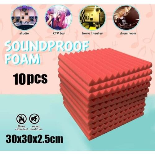 10PCS Soundproof Foam 30x30x2.5cm Studio Acoustic Soundproof Sound Absorption Sponge Absorption Treatment Panel Tile Music Room