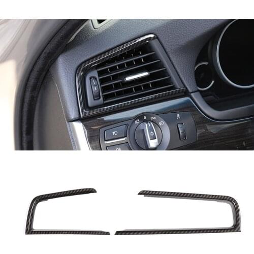 2pcs Carbon Fiber ABS Chrome Air Vent Frame Trim For BMW 5 Series f10 520li 525li 530li 2011-2016 Accessory for Left Hand Drive