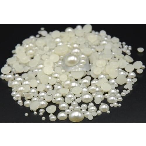 2000pcs Mixed Size 2-8mm Rhinestones Pearls White Ivory Nail Pearls Decor Acrylic Pearls for Nails Desig Nail Art Decorations