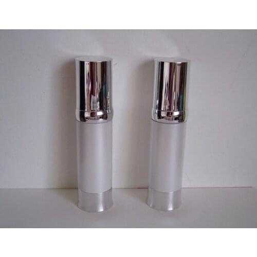 30ml pearl white airless bottle with silver pump and silver lid/bottom base for serum/lotion/foundation/emulsion packing