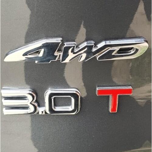 3D Metal Car Trunk Engine Displacement Scale Emblem V6 V8 4WD Auto Stickers