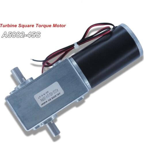 A5882-45S Turbine worm double shaft Square right Angle reducer Gear DC motor Torque 12V 24V