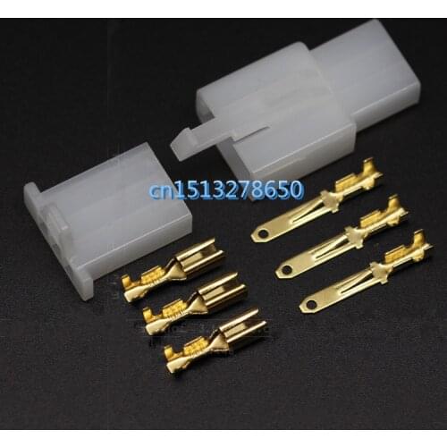 Free Shipping 10 set 2.8mm connector 3P 3pin Electrical 2.8 Connector Kits Male Female socket plug for Motorcycle Motorbike Car