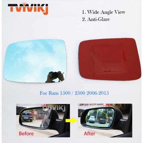 TVYVIKJ Side Rearview Mirror Blue Glass Lens For Dodge Ram 1500 2500 2006-2015 Wide Angle View anti glare door mirror