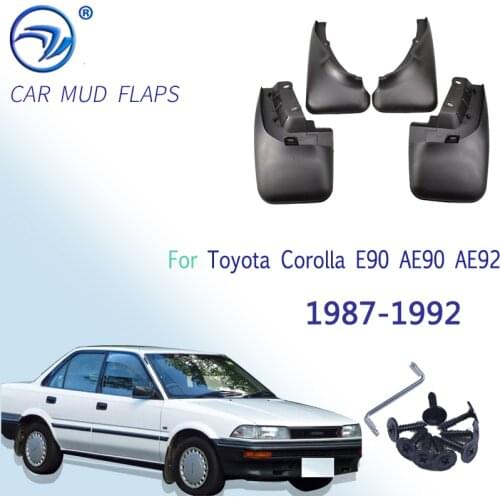 4pc Molded Mud Flaps Flap For Toyota Corolla E90 AE90 AE92 1988 - 1992 Sedan Saloon Coupe Splash Guards Mudguards 1989 1990 1991