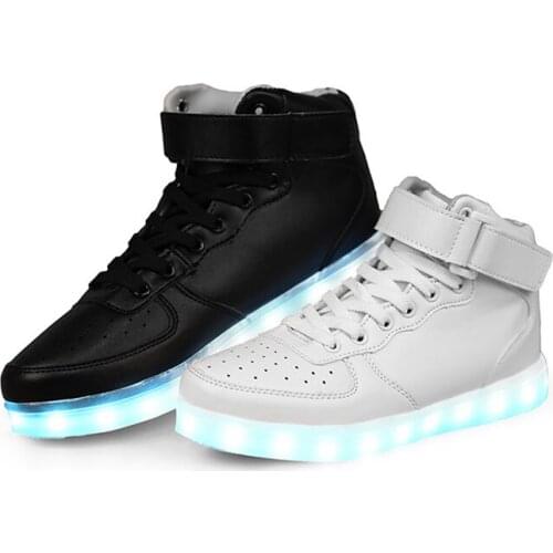 Kids LED Light Charging Glowing Sports Shoes Boys Girls High-top Luminous Nonslip Sneakers Children Fluorescent Sneaker NBB0174