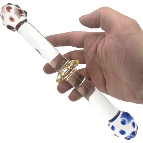 Long Glass Double Dildo Double Anal Plug Glass Butt Plug Anal Dilator Expander Double Ended Dildo G Spot Massage Women Sex Toys