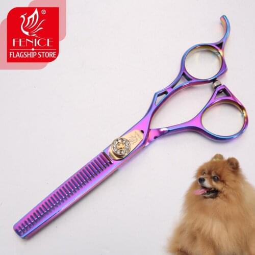 Fenice Japanese High-end 6.0 inch Purple Pet Grooming Thinning Scissors for Dog Grooming Shears thinning rate 25%-30