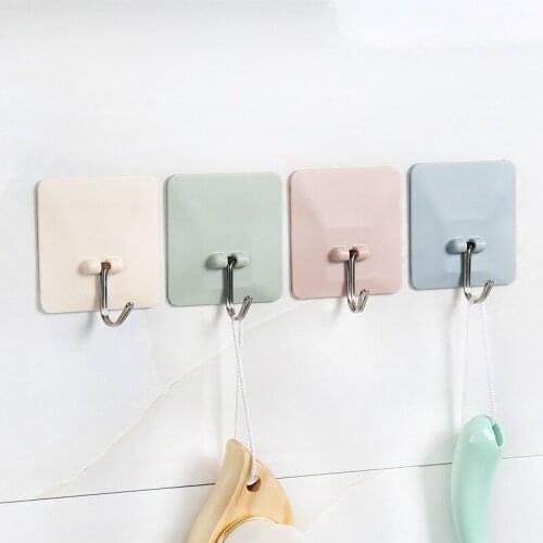 Nail-free Rack Sticker Adhesive Kitchen Hooks Wall Door Clothes Coats Hats Hanger Bathrooms Hook Towel Accessory Supplies Shelf