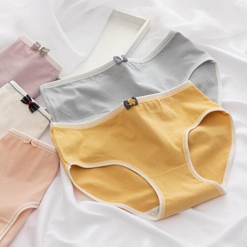 3Pcs Cotton Panties Women Underwear Skin-friendly M-2XL Cute Soft Seamless Panties Underpants Bow Badge Panty Lingerie Women