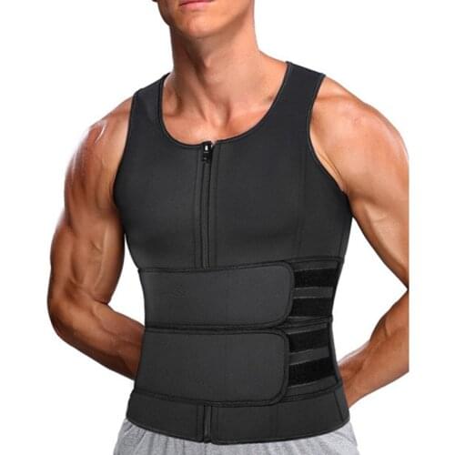 Sauna Fat Burning Shapewear Men Tummy Control Back Posture Corrector Beer Belly Reduce Adjustable Belts Slimming Body Shapers