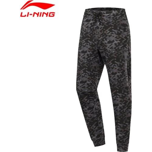 Li-Ning Men Wade Sweat Pants Printing 82% Cotton 18% Polyester Comfort Pockets Trousers LiNing Sports Pants AKLP319 CJAS19