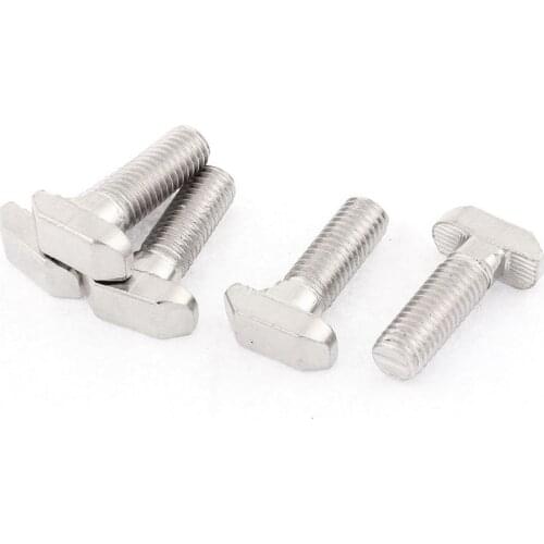 M8 Thread T-Slot Drop-In Stud Sliding Screw Bolt Silver Tone 5pcs