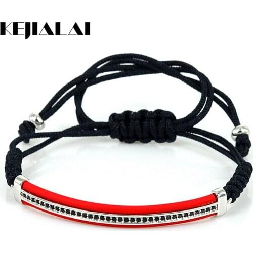 2016 Famous Brand Men Bracelets Bangles, Protecting Rivieve Macrame Bracelet Rose Tube and Black CZ Leather Bracelet