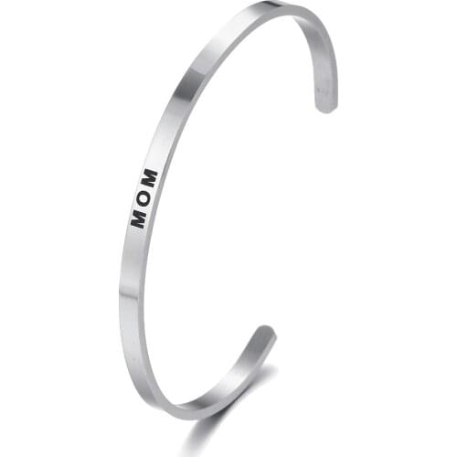 New Stainless Steel Bangle Engraved Positive Inspirational Quote Hand Stamped Cuff Mantra Bracelets For Men Women MOM