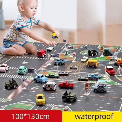 NEW Waterproof Non-woven 130*100CM Large City Traffic Car Park Play Mat Kids Playmat Pull Back Car Toys for Childrens Mat