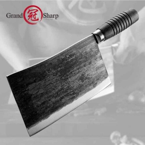 Butcher Knife 7.8" Forged Steel Kitchen Knife 5Cr15Mov Stainless Steel Professional Chef Kitchen Knife Meat Cleaver Grandsharp