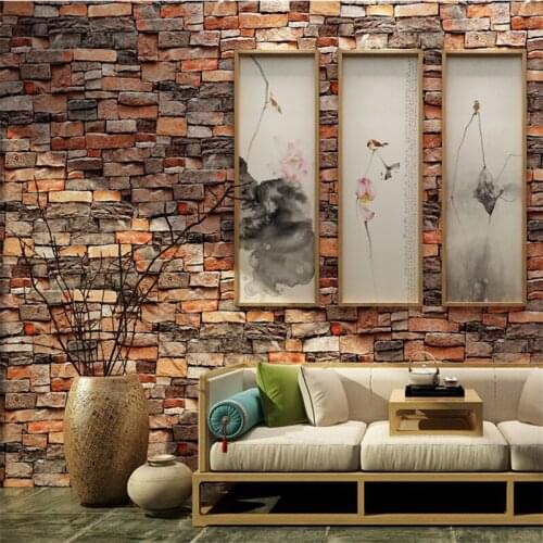 Beibehang Culture Stone Brick Wallpaper Retro Brick Wallpaper Cafe Bar Restaurant Shop White / cyan Brick Wallpaper papel mural
