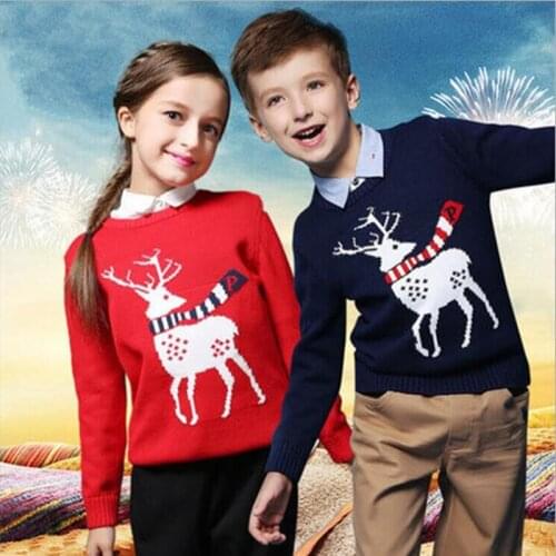Autumn Winter New Kids Cartoon Christmas deer Sweater Children Clothing Baby Cotton Knitted Boys Girls Pullover top TP19049