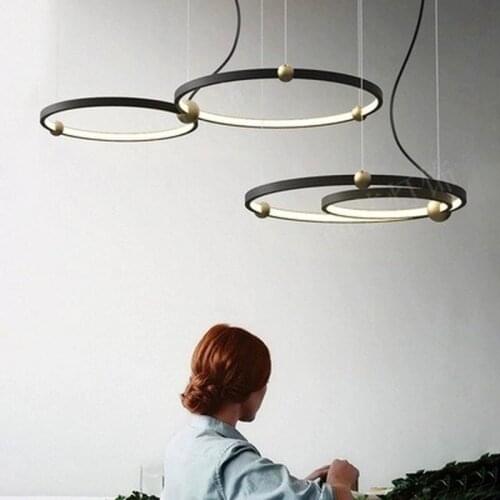 Simple modern metal ring restaurant Nordic living room study clothing store creative decorative ring Pendant Lights LX102818