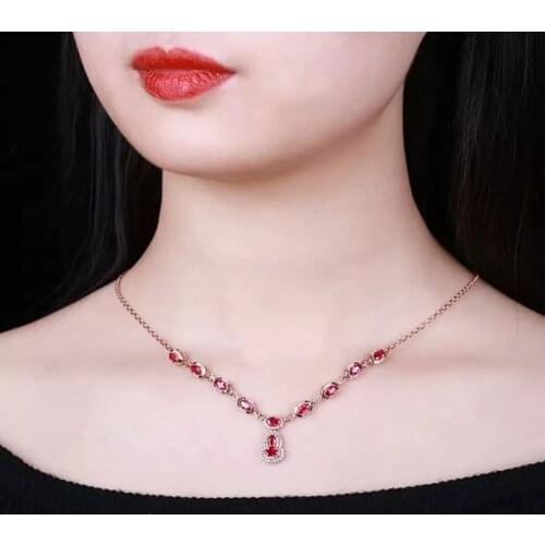 Luxury Necklace Chinese Style Buddha Pendant Inlay Oval Red Cubic Zircon Vintage Charm Jewelry For Women Wedding Party Gift